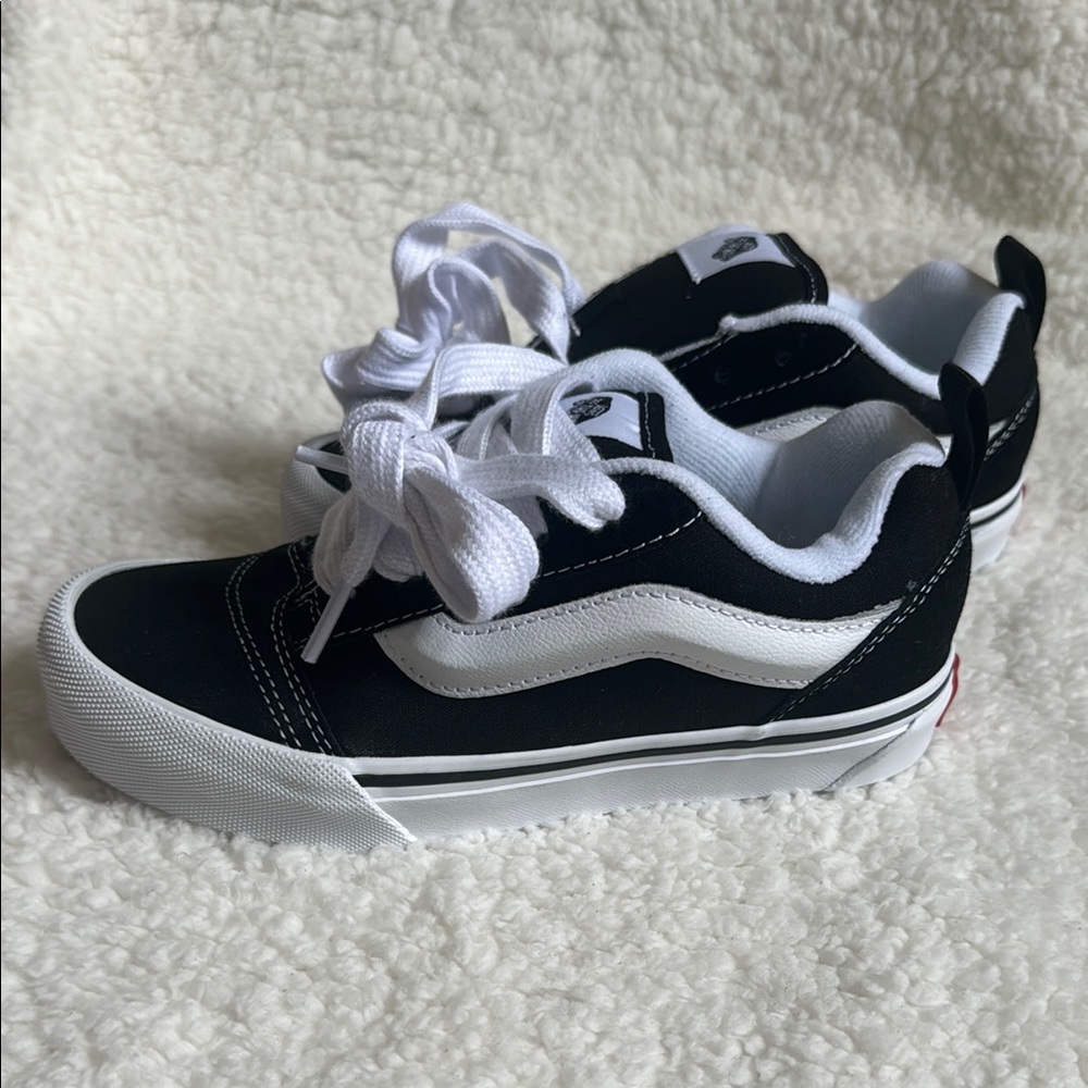 Vans Black and White Knu Skool Sneakers with Classic Design